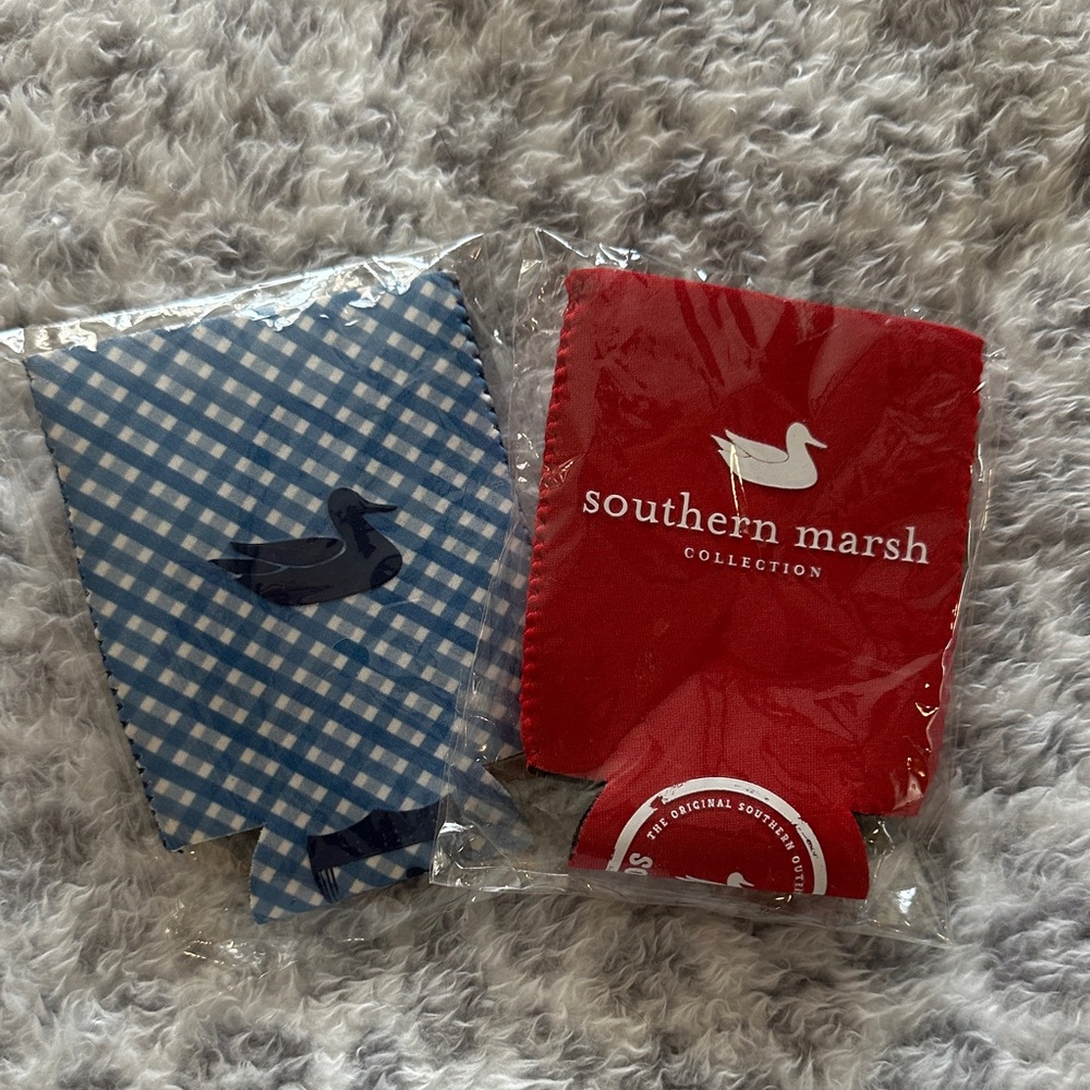 Southern Marsh Red and Blue Checkered Can Coolers